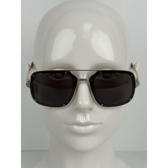 Cartier CT0194S Unisex Aviator Sunglasses – Silver Frame with Gradient Lenses - Picture 1 of 12